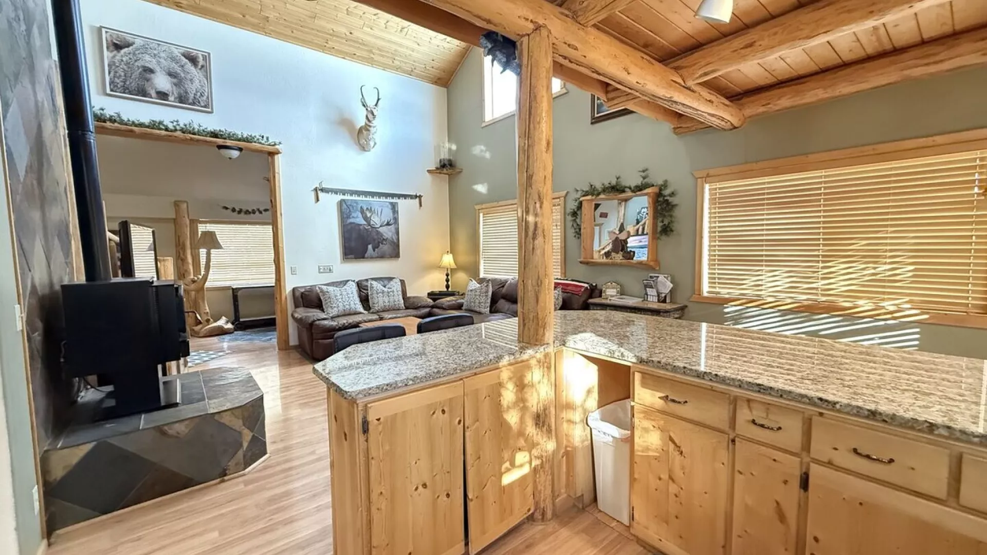 A open kitchen and living room to relax during your stay.