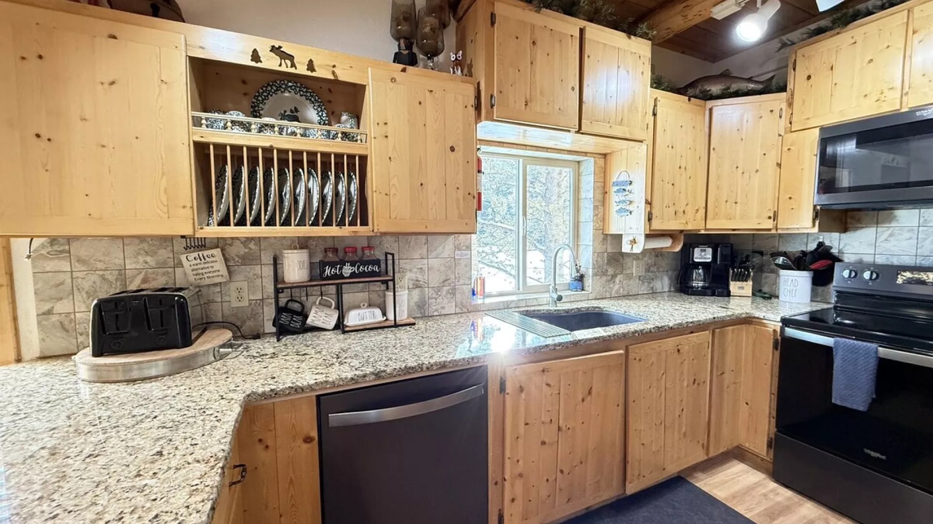 Basic appliances, cookware, dishes, and spices are provided for your convenience.