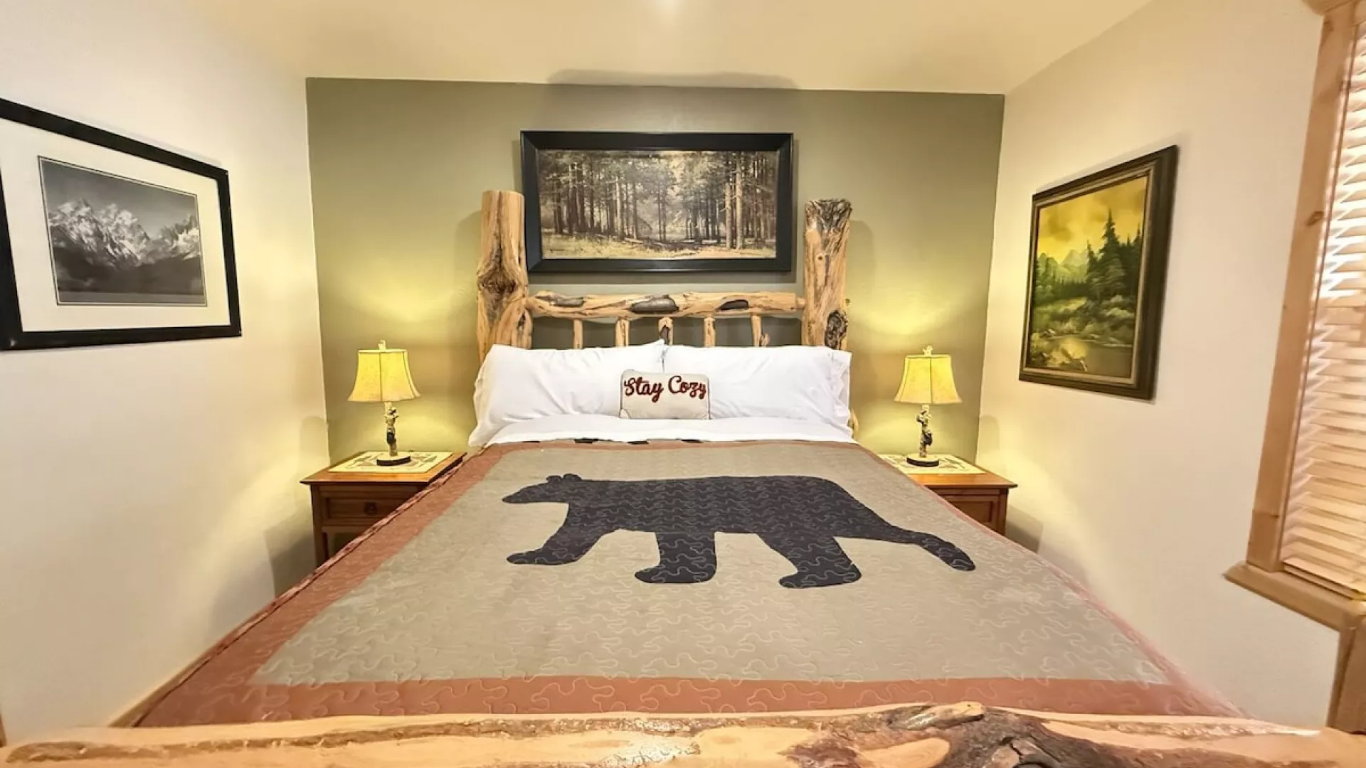 The master bedroom is easily located downstairs.