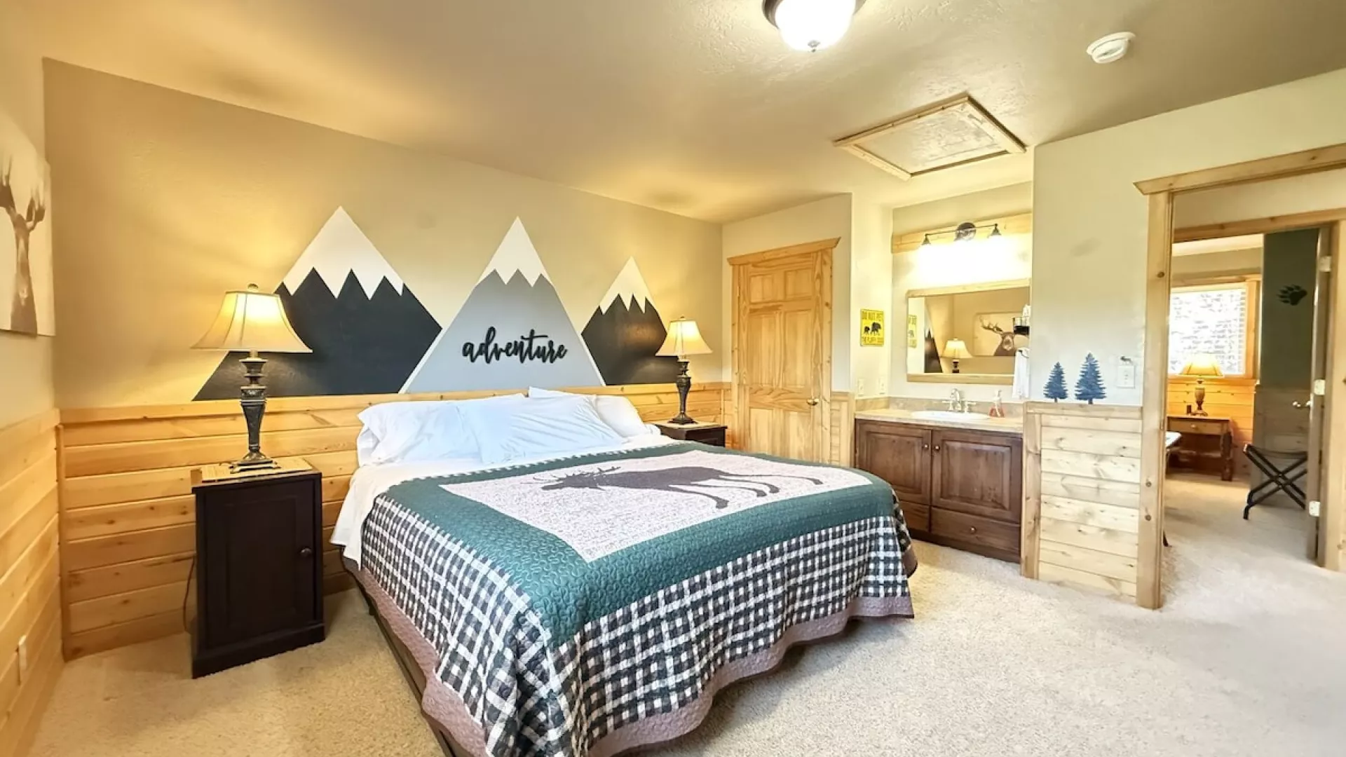 Upstairs Bedroom #1. Sink and hand towel is located in this bedroom.
