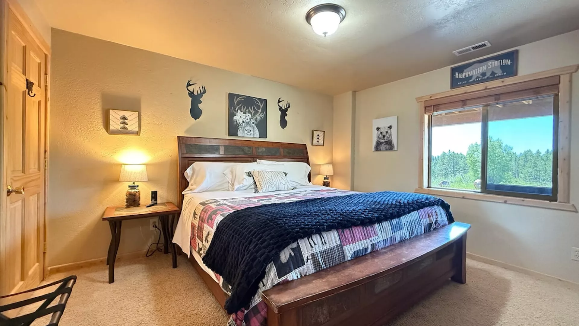 Downstairs bedroom #1 with a King size bed.