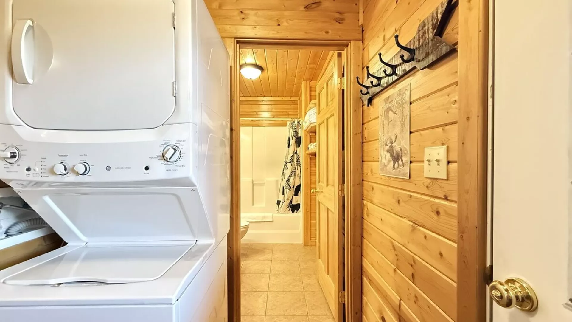 Stackable washer and dryer is available for you to use, laundry soap is provided.