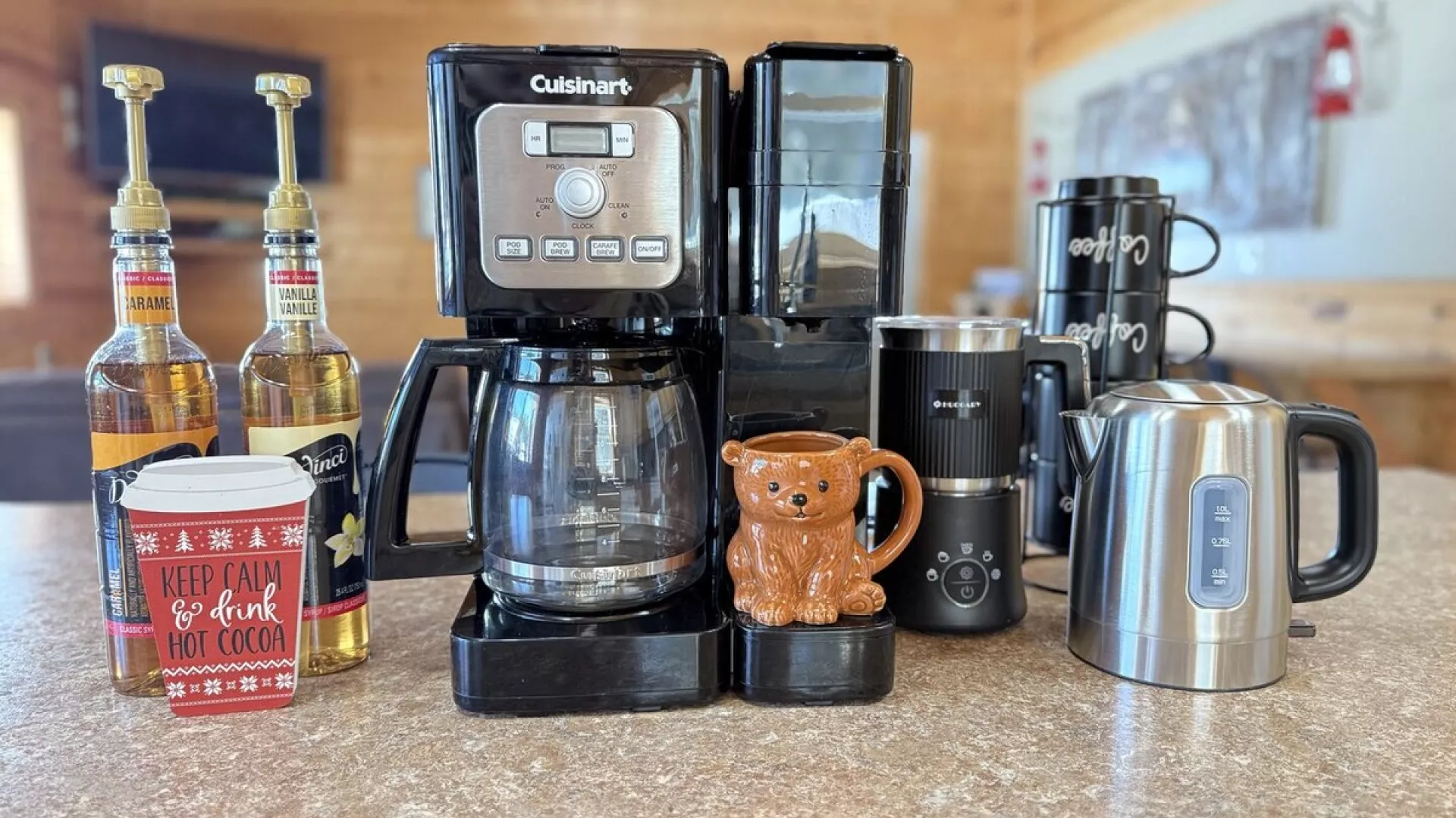 A luxurious coffee bar for your convivence.