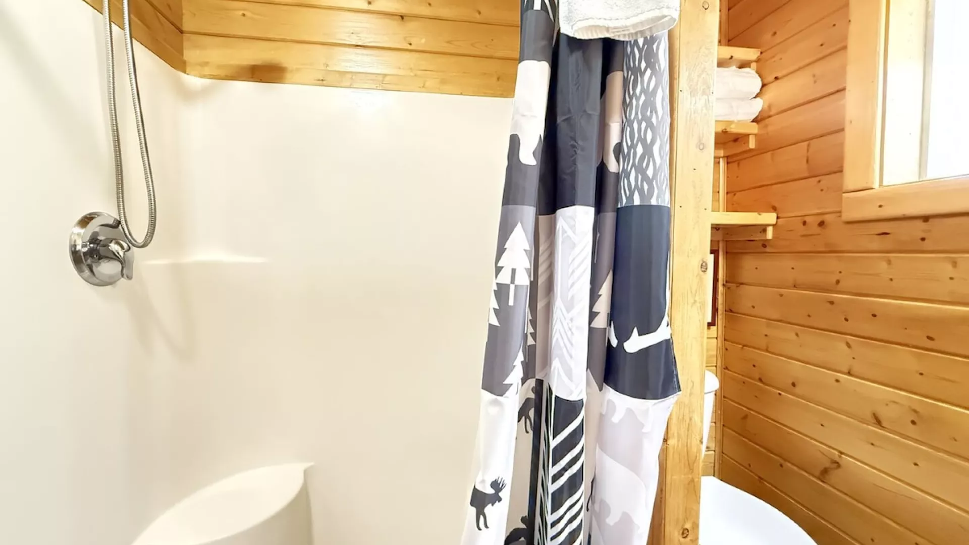 Storage is available above the toilet to store your belongings during your stay.