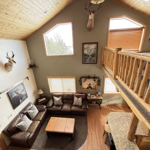 View from the stairs of the living room.
