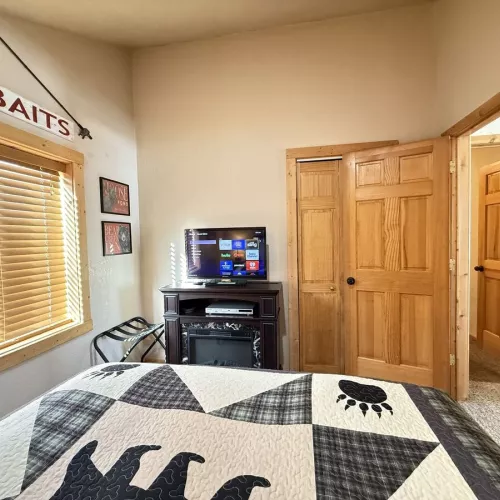 A smart tv is provided here to unwind after a long day.