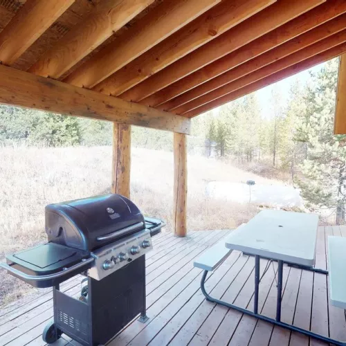 A barbecue and picnic table are available for your use.