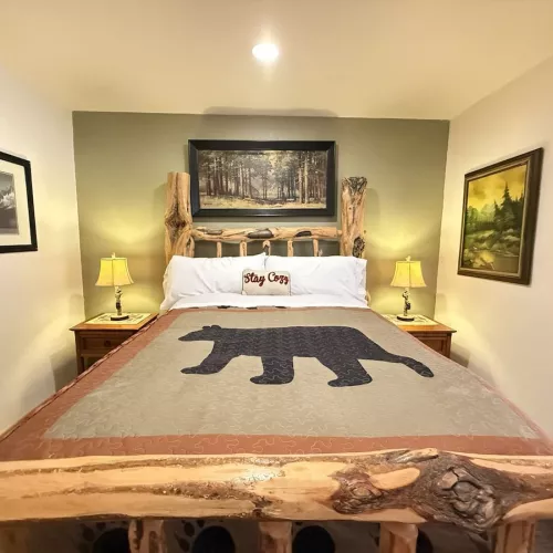 The master bedroom is easily located downstairs.