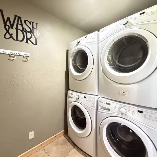 2 sets of washer and dryer are provided for your use. Hot tub towels are provided in the closet.