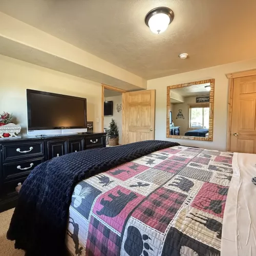 Dresser and closet are included in this room to store your belongings.