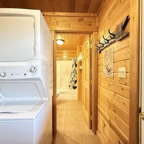 Stackable washer and dryer is available for you to use, laundry soap is provided.