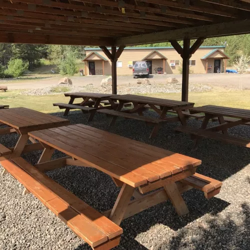 The picnic pavilions are great for family reunions at the enchanted forest.